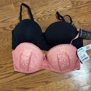 Tahari Black and Pink Lace Bras